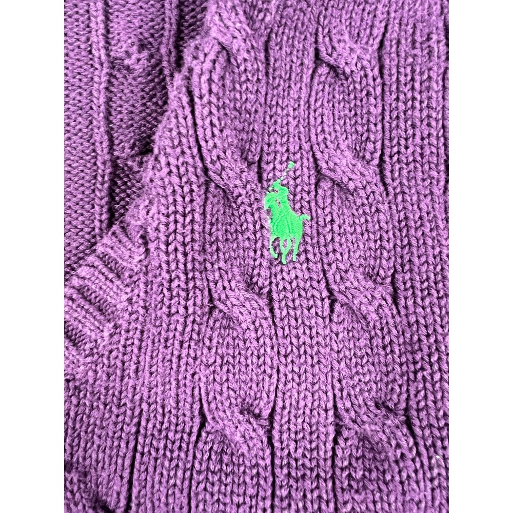 Vintage 90s Ralph Lauren Sport Cable Knit Sweater Women's Medium Classic Preppy - Picture 4 of 7